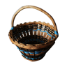 Basket Basket Wood handle round vintage braiding blue black