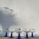 6 Luminarc blue glass dessert bowls/stemmed dishes