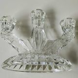 Pair of 3-spoke candlesticks, in art glass. Oberglas Austria. 50s