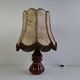 Lampe de table en céramique avec abat-jour en cuir cousu à la main, 1980