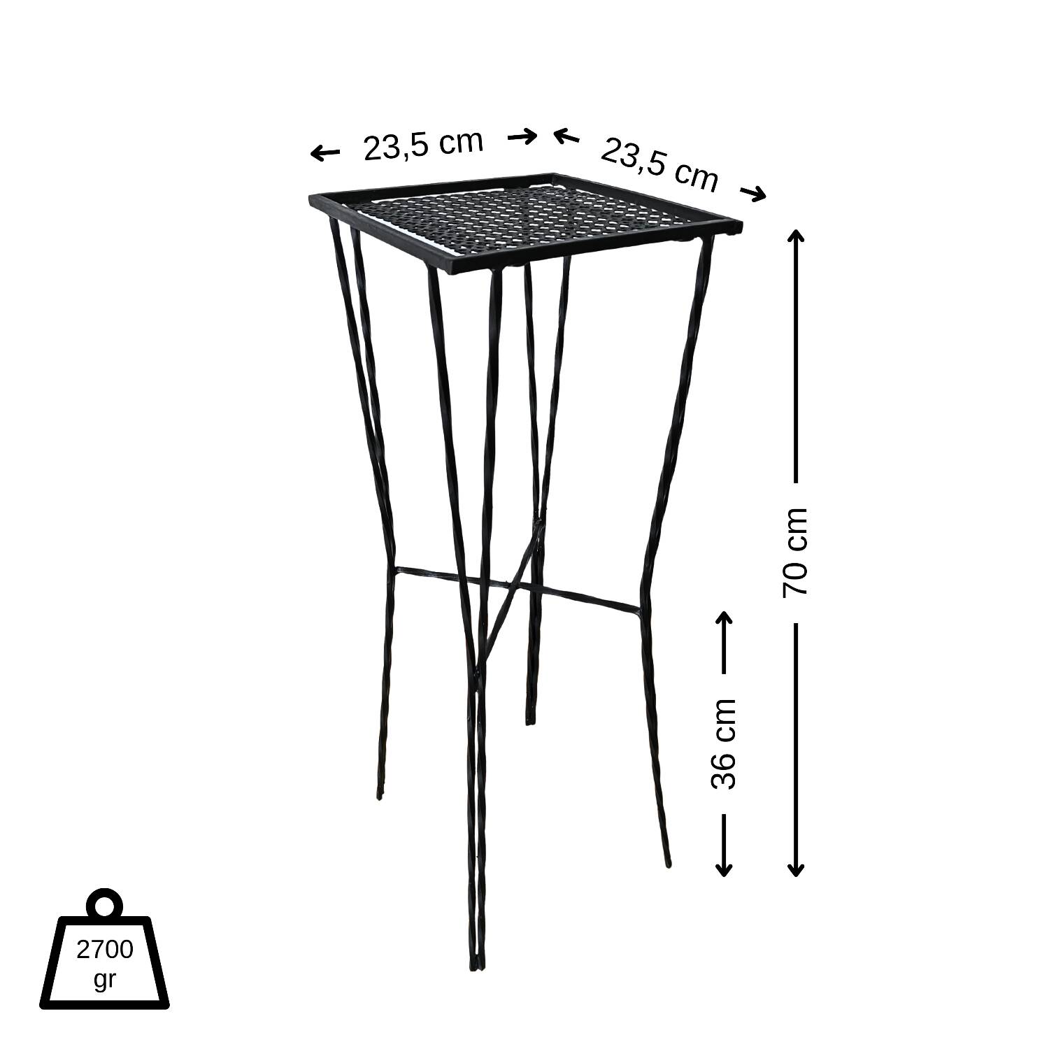 Sellette carrée en métal perforé noir attribuée à Mathieu Matégot