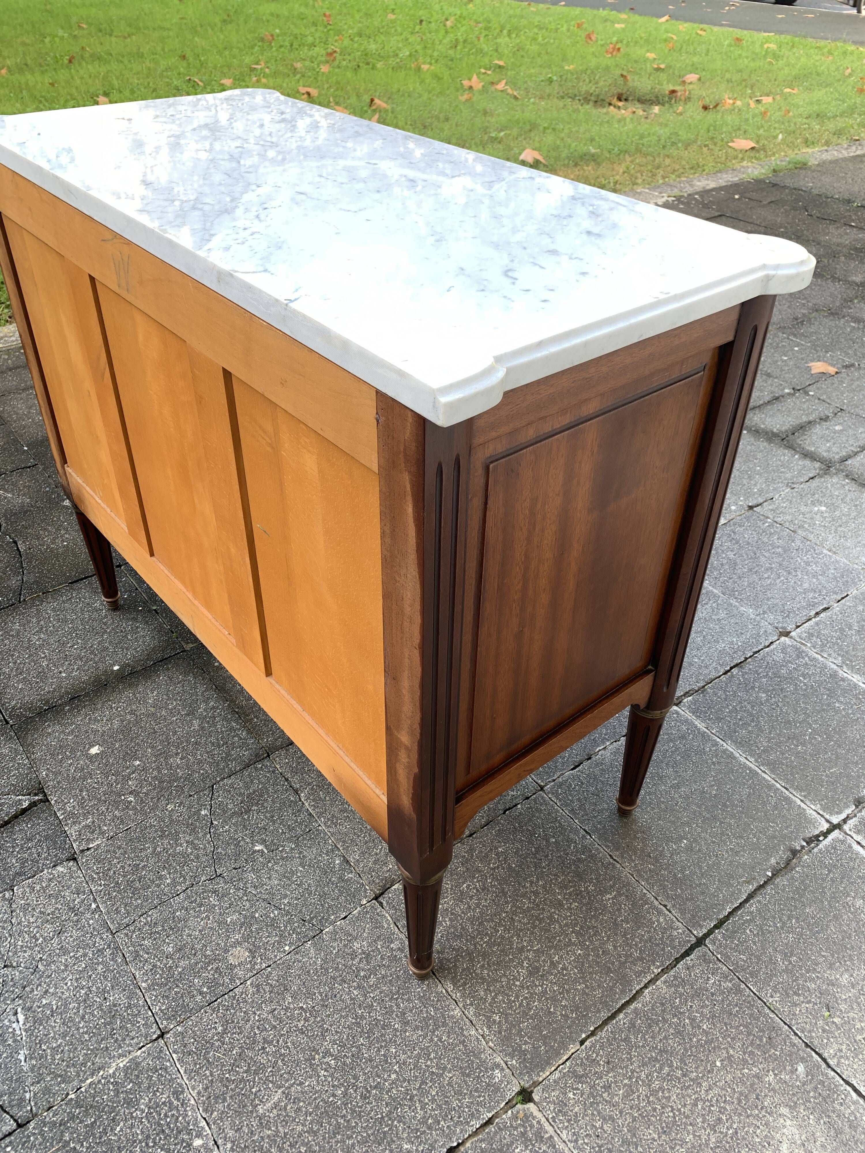 Louis XVI style solid wood chest of drawers, 3 drawers, second half of the twentieth century