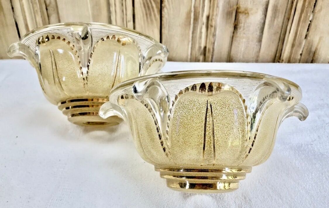 Wall lamp double fires copper metal art deco glassware ezan opalescent gilded