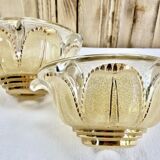Wall lamp double fires copper metal art deco glassware ezan opalescent gilded