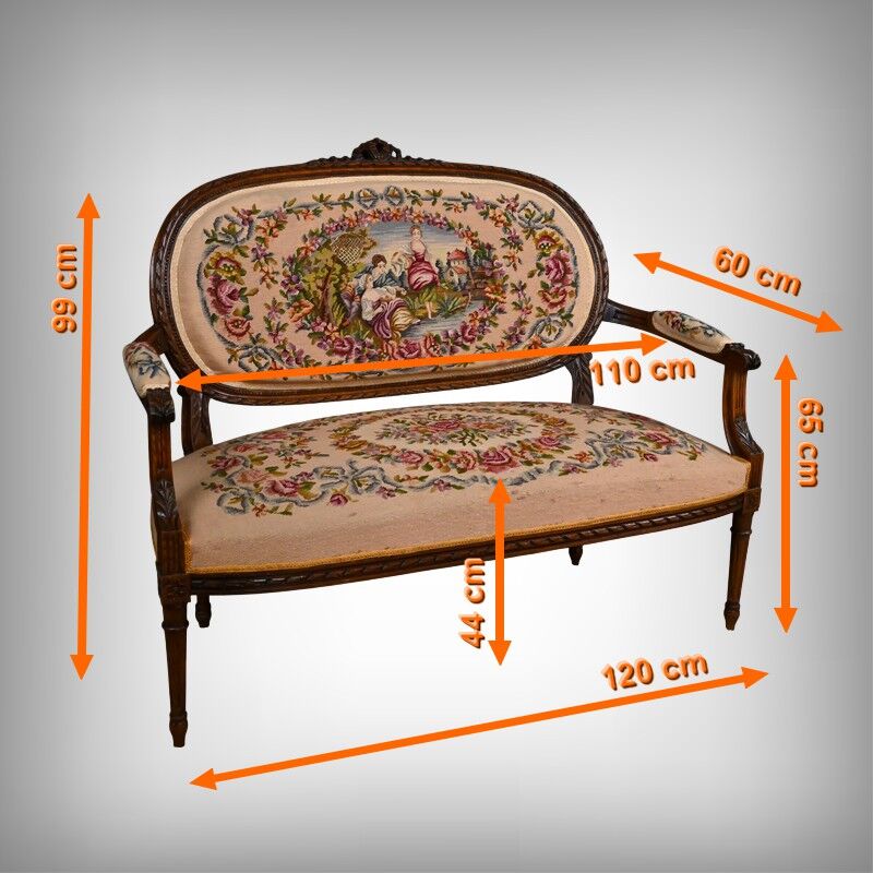 Beech canapé, stained, Louis XVI style - 1920