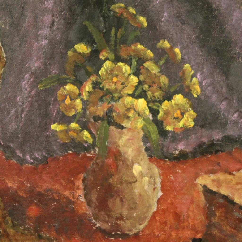 Signed painting oil on masonite still life dated 1942