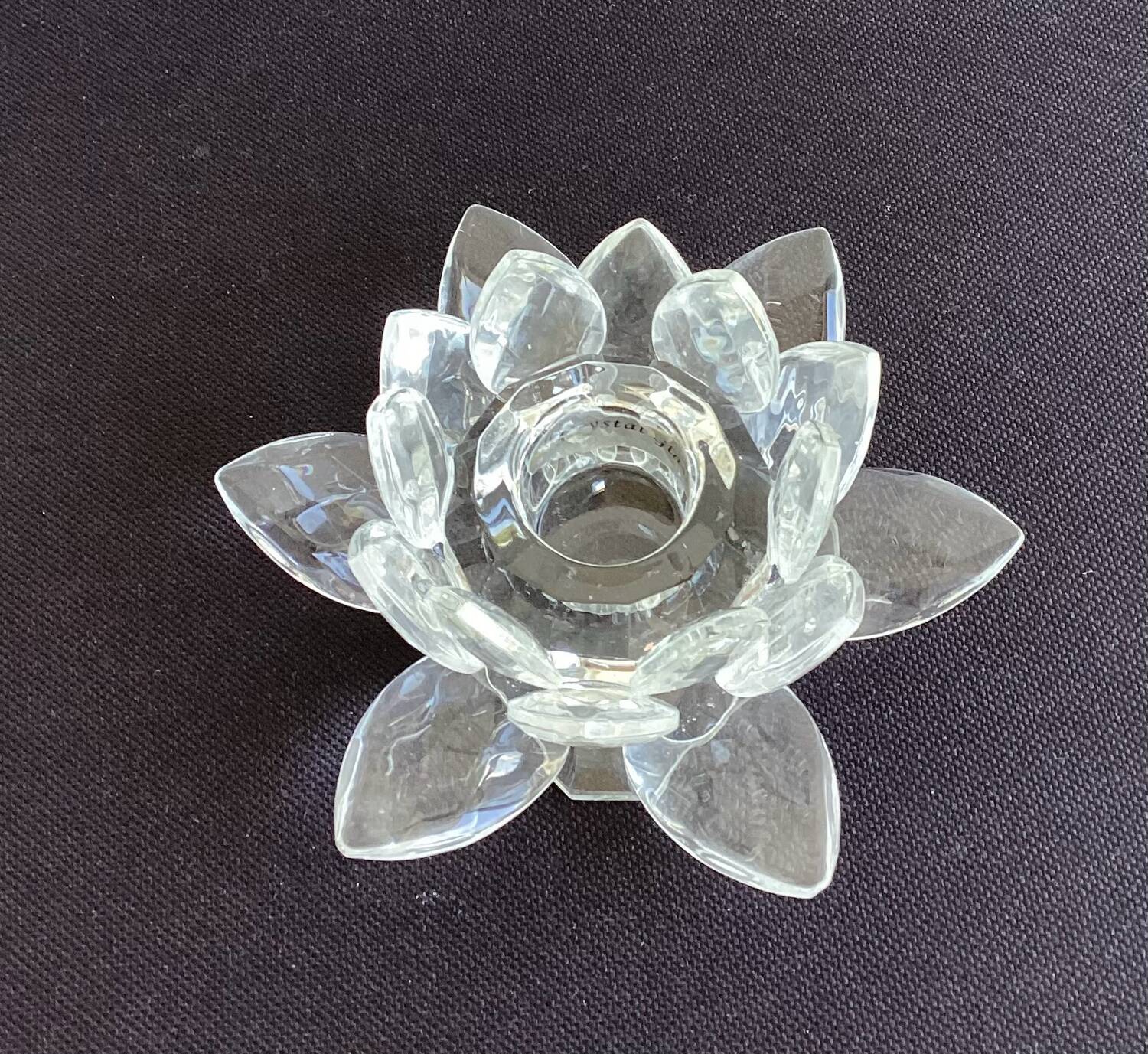 Water lily flower crystal candle holder