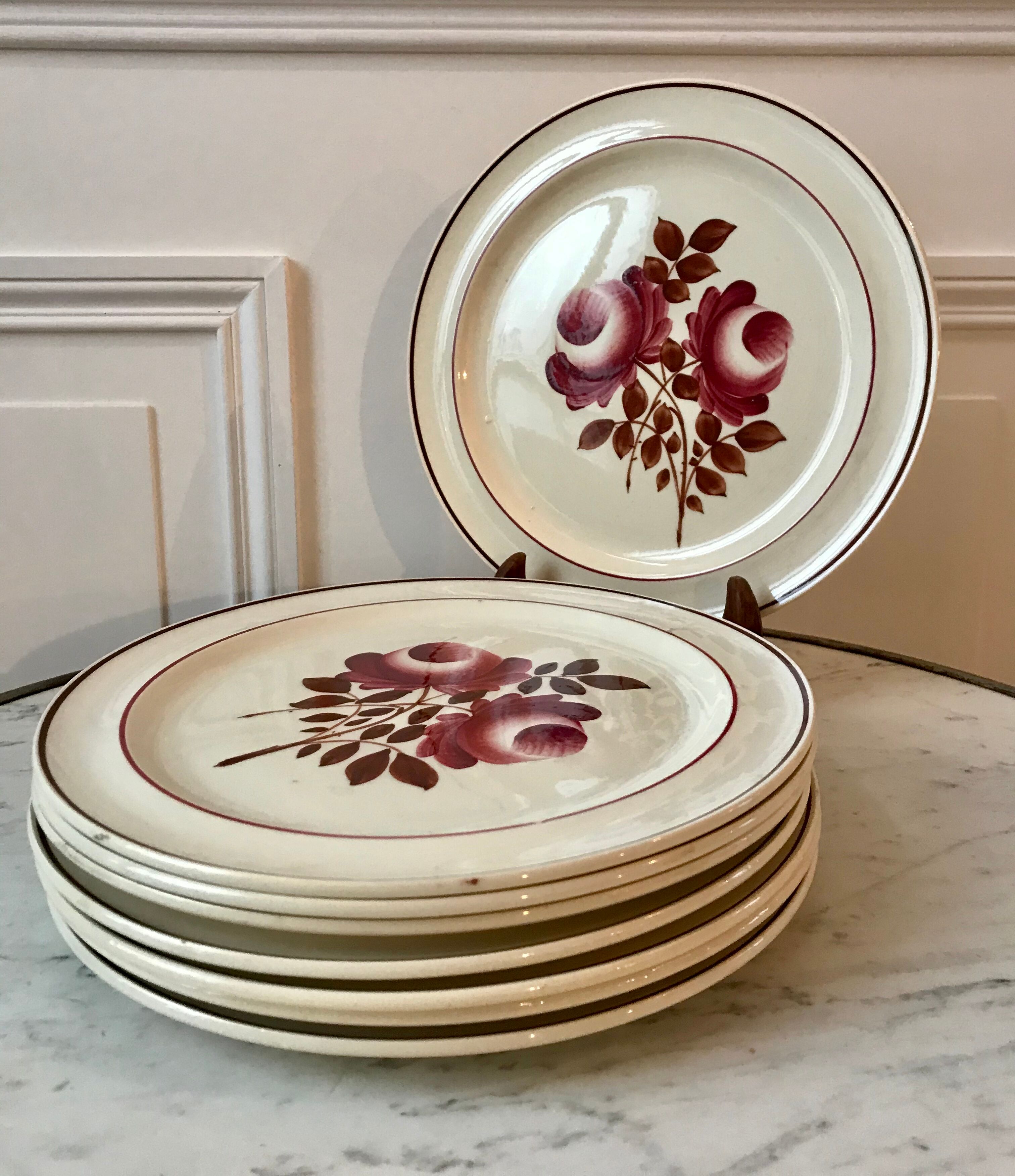 set of 8 flat plates Moulin des Loups model "Roubaix" 40s