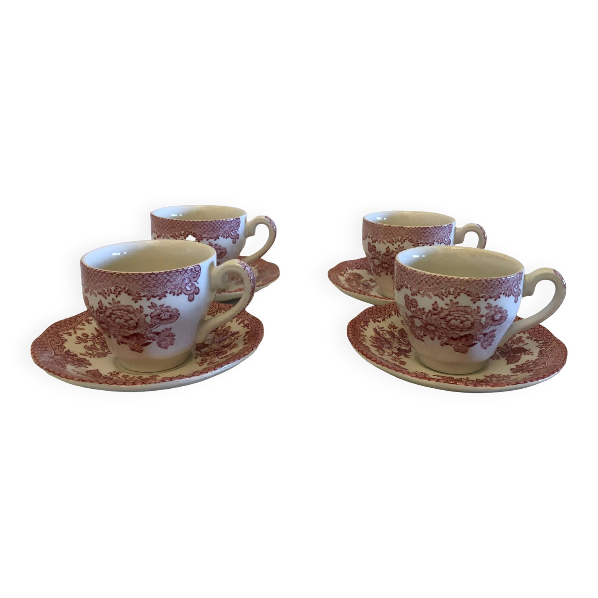 Set of 4 English porcelain coffee cups