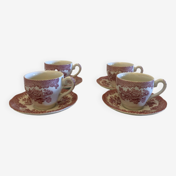 Set of 4 English porcelain coffee cups