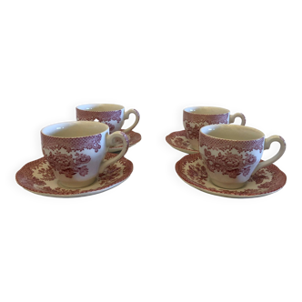 Set of 4 English porcelain coffee cups
