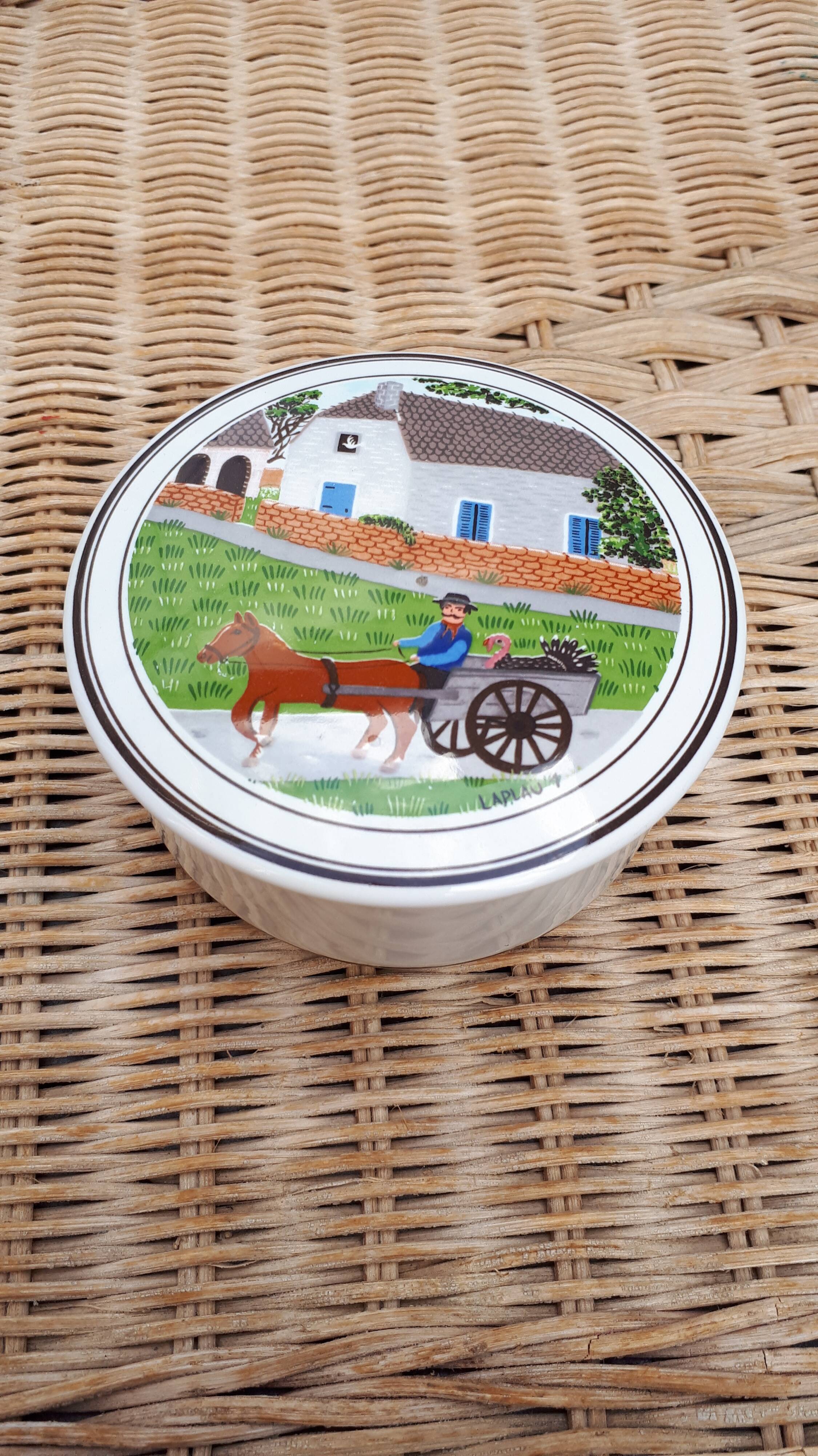 Boite en porcelaine Villeroy & Boch au décor naïf signé Laplau