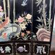 Chinese lacquered screen with decorations of birds and bamboo. Chinese work. Around 1950.
