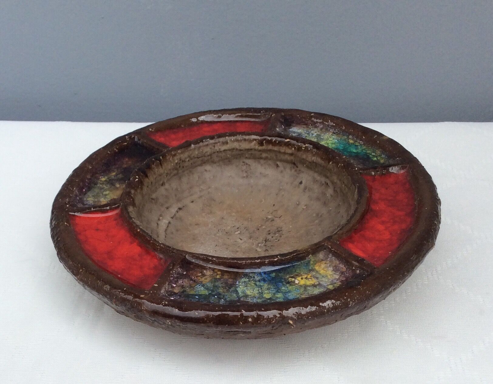 Empty cup pocket in stoneware and vitrified glass, 60s
