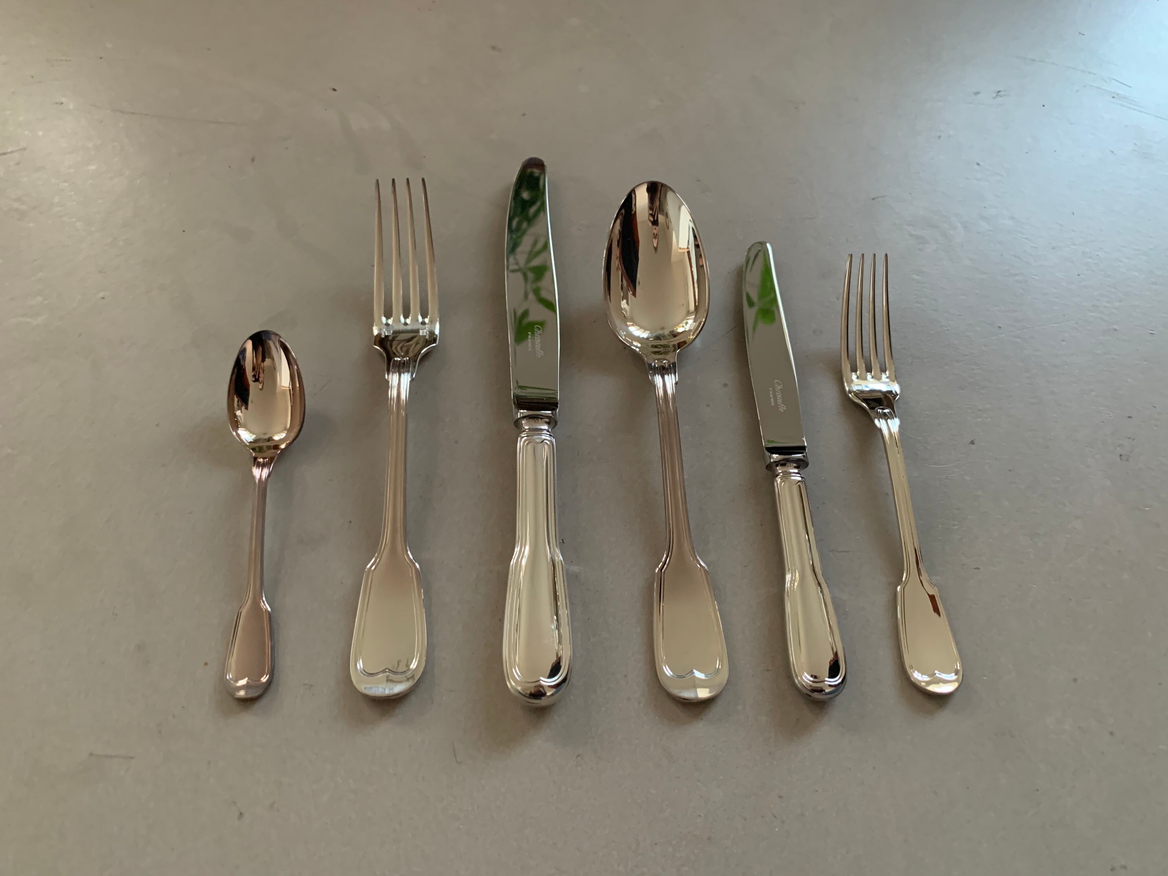 Set 6 silver cutlery Christofle chinon model
