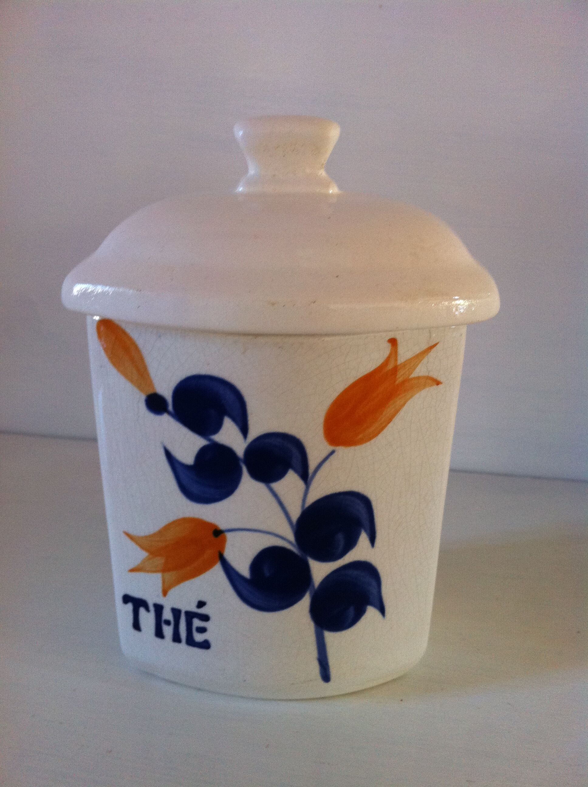 Set of old Givors ceramic spice pots