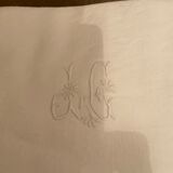 6 embroidered towels damask linen / silk