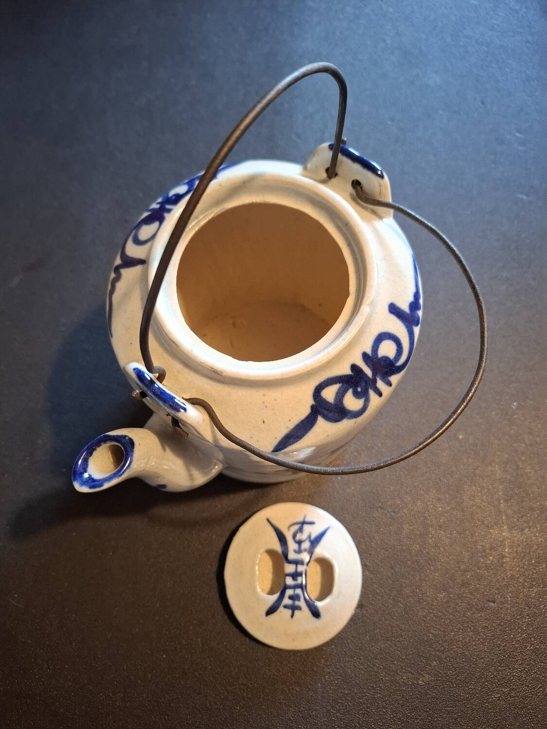 Antique stoneware teapot