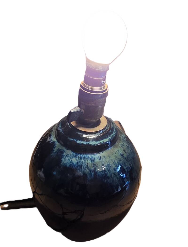 Large Vintage Lamp Base in Glazed Terracotta