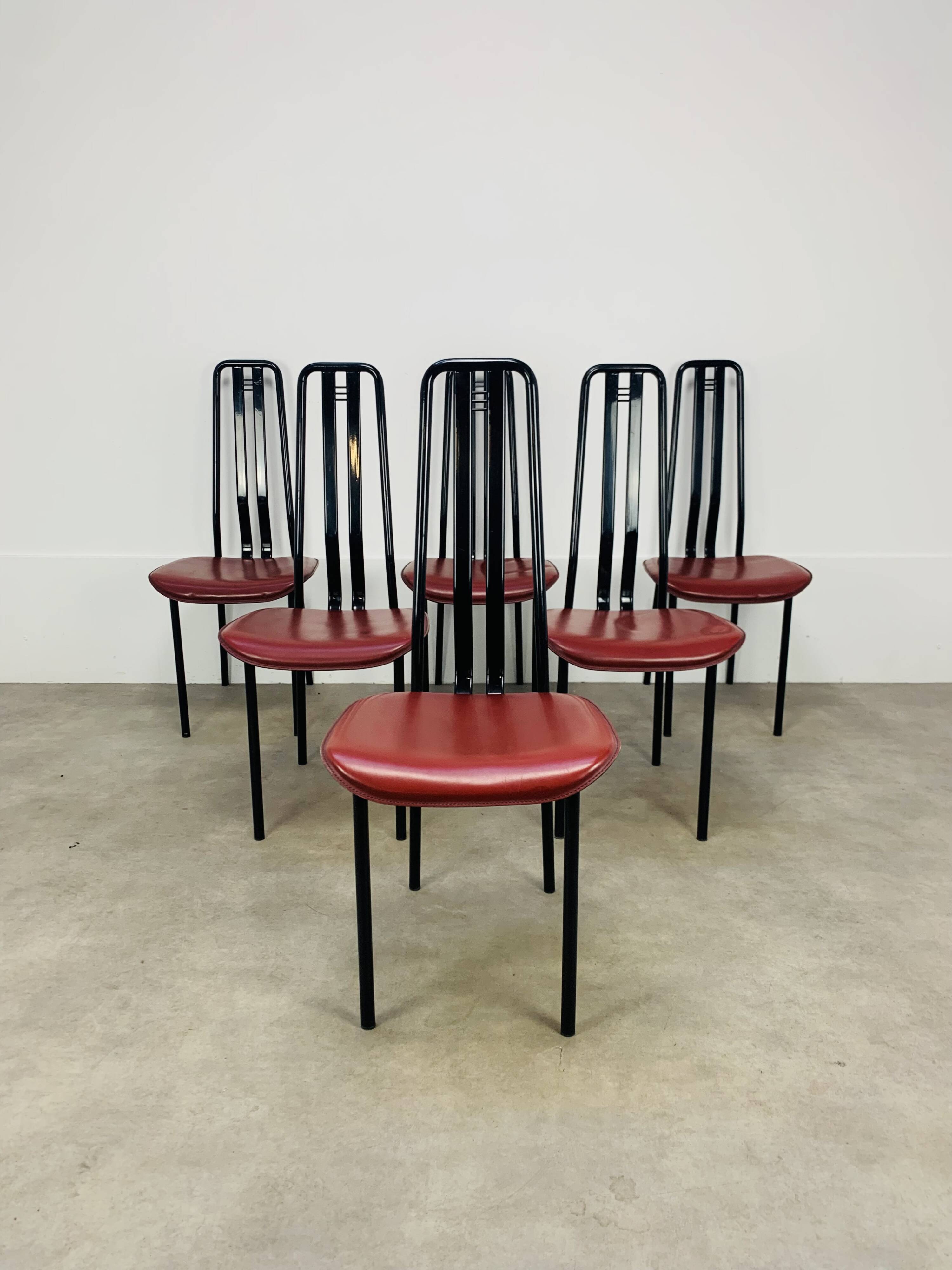 6 chairs by Giorgio Cattelan for Cidue Italy, postmodern, 1980s