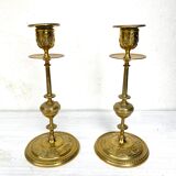 Golden brass candle holders