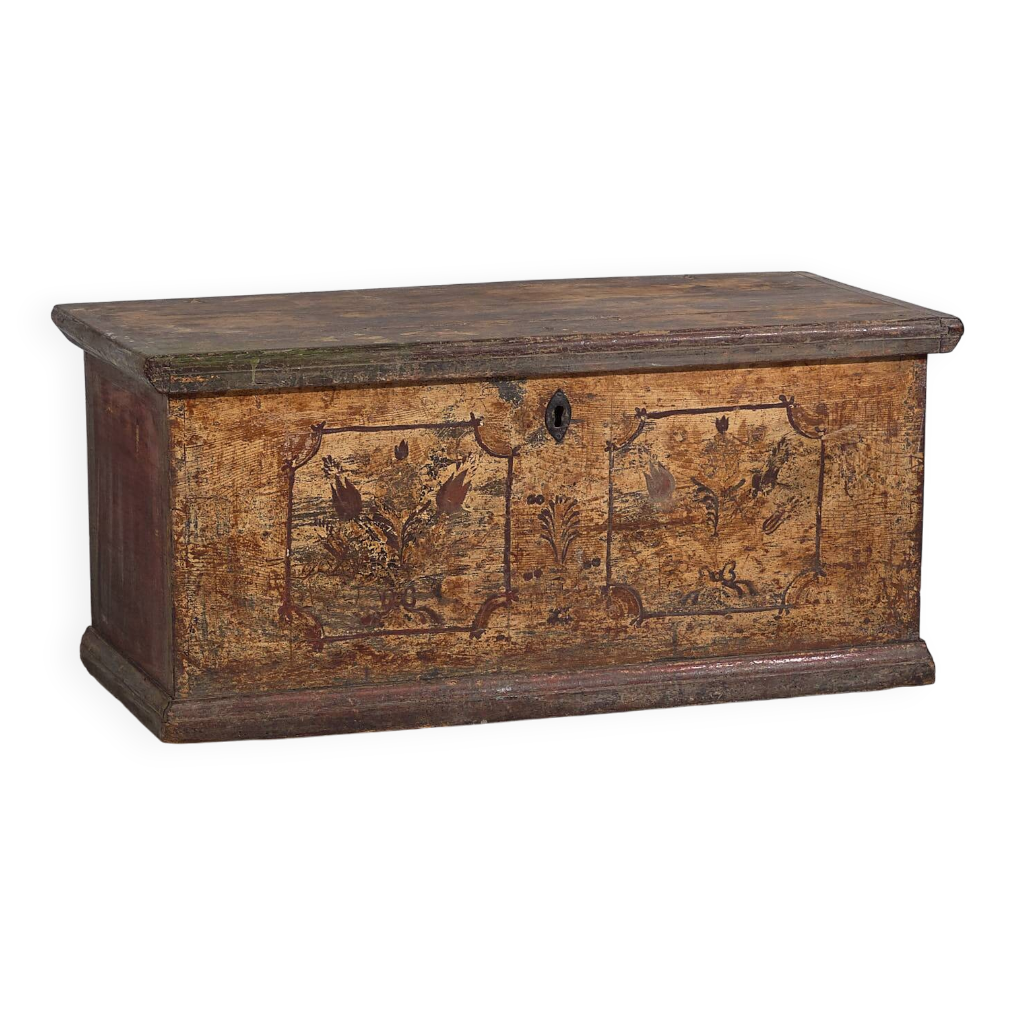 Antique solid gilded wooden chest dated 1846 #86