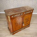 Vintage Two-Leaf Cabinet with Marble Top, 1940s