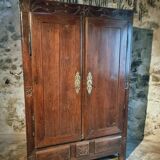 French oak armoire, late 17th - early 18th century, Louis XIV provincial style with hand-carved rosettes