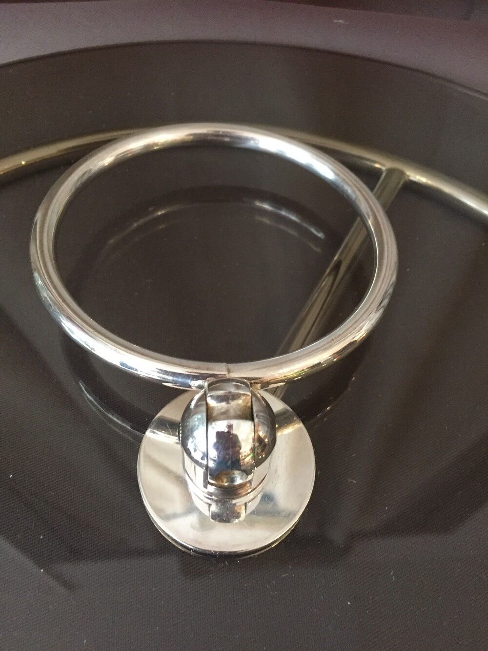 Plateau a fromage christofle metal argente et plateau en cristal fumé