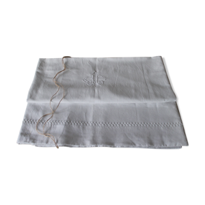 Drap ancien en lin début XXé brode main