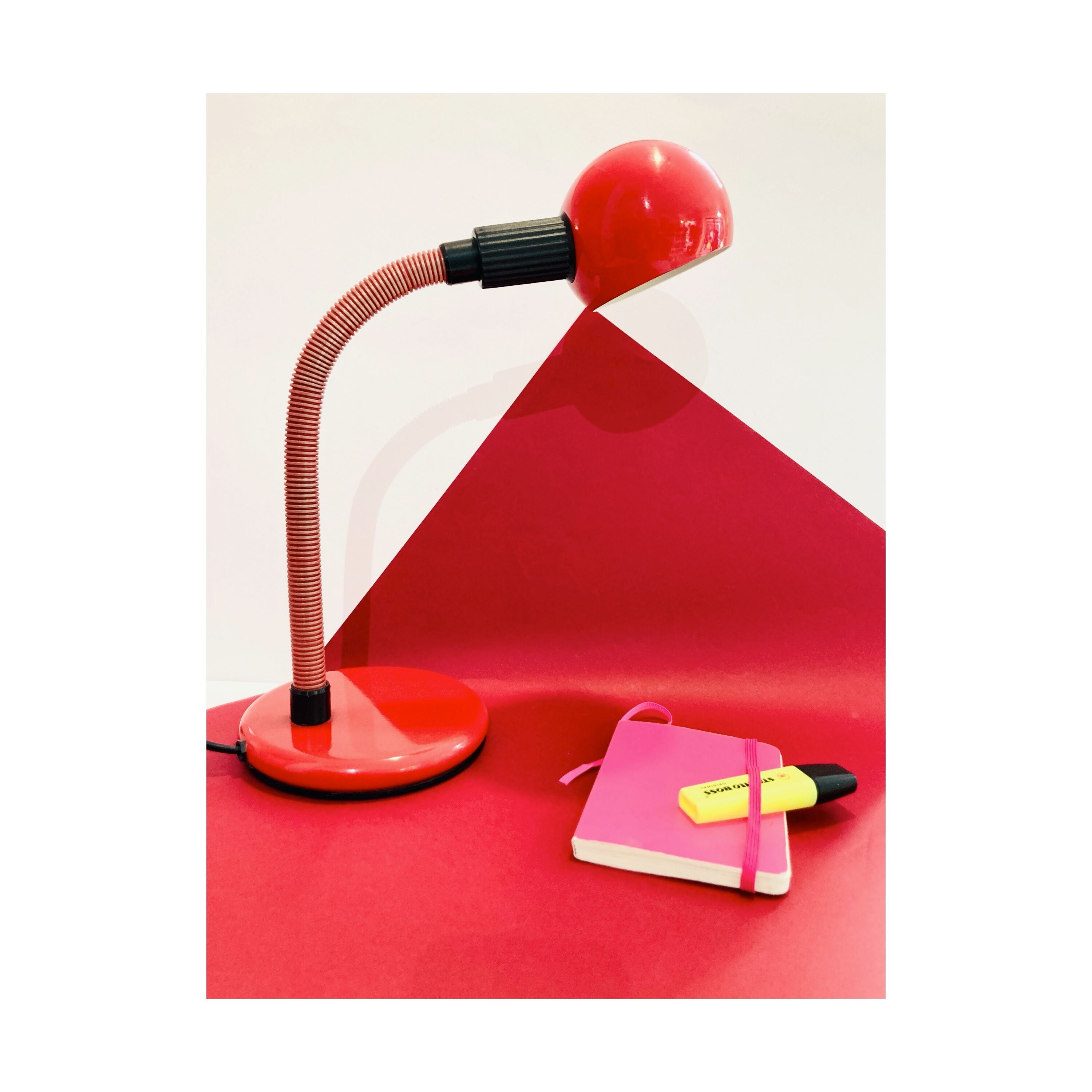 80s red articulated desk lamp