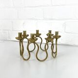 Scandinavian brass candle holder by Lars Holmström, Sweden 1950s