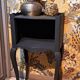 1930 bedside table, repainted wood in black with a golden rose motif.