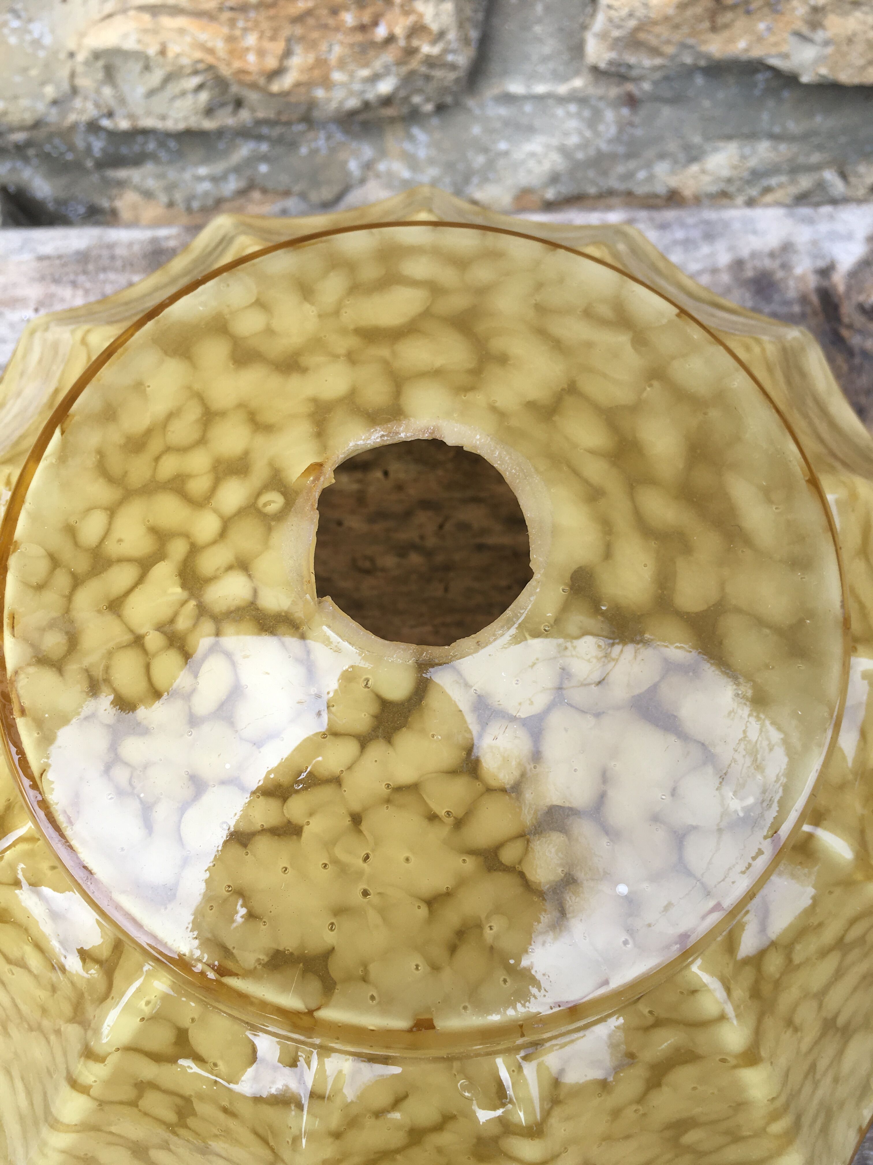 Yellow Clichy glass pendant lamp