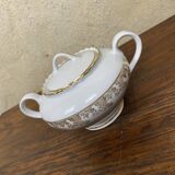 ADP France white and gold porcelain sugar bowl