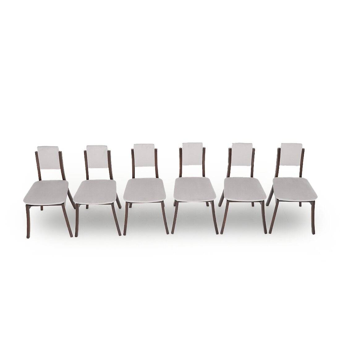 Grey velvet chairs by Angelo Mangiarotti for La Sorgente Del Mobile, 1970s, set of 6.