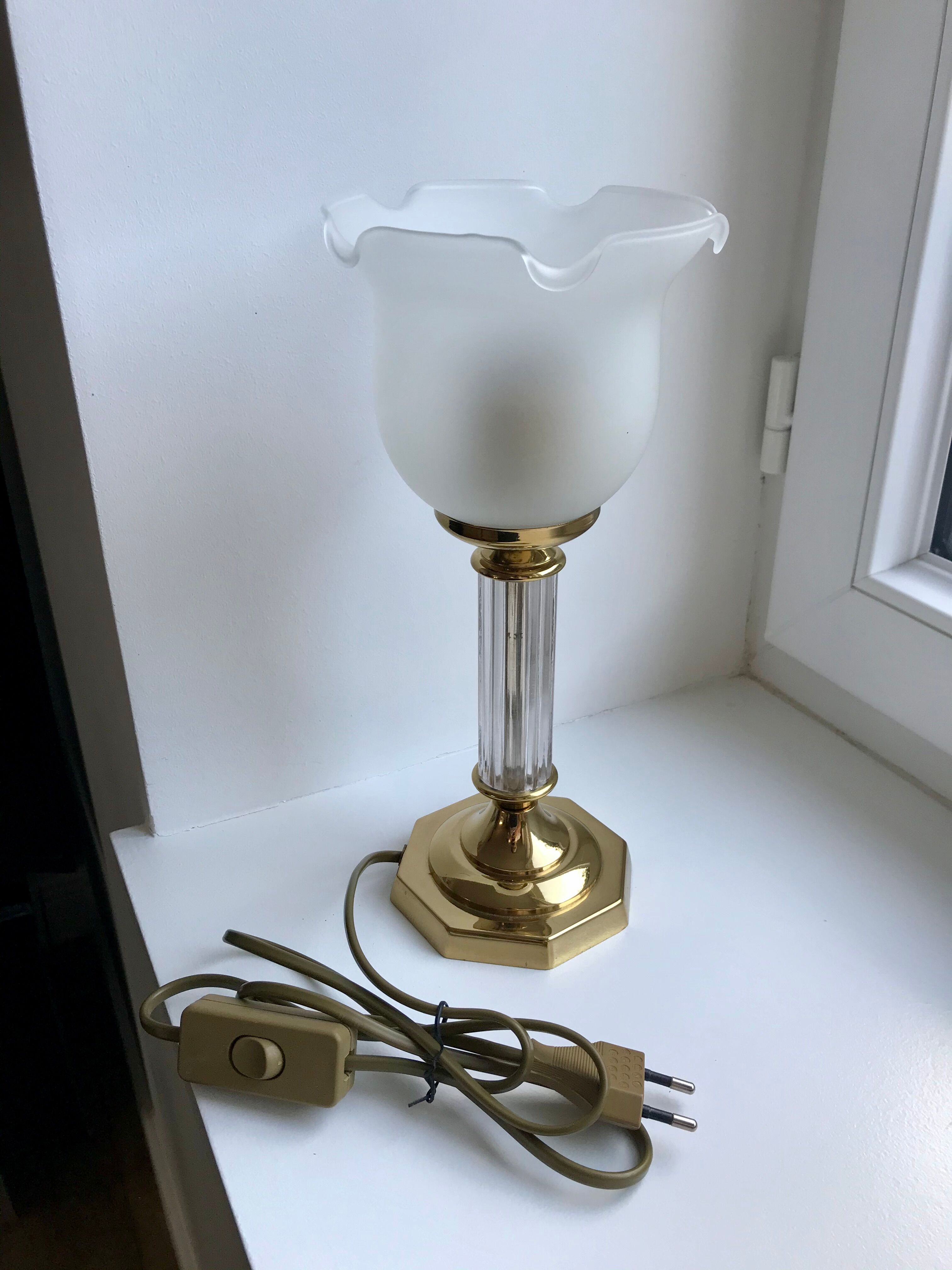 Tulip lamp in brass and glass 50s