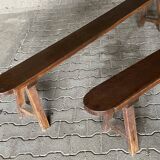 Pair of old benches in solid oak