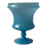 Vase vintage en opaline bleu