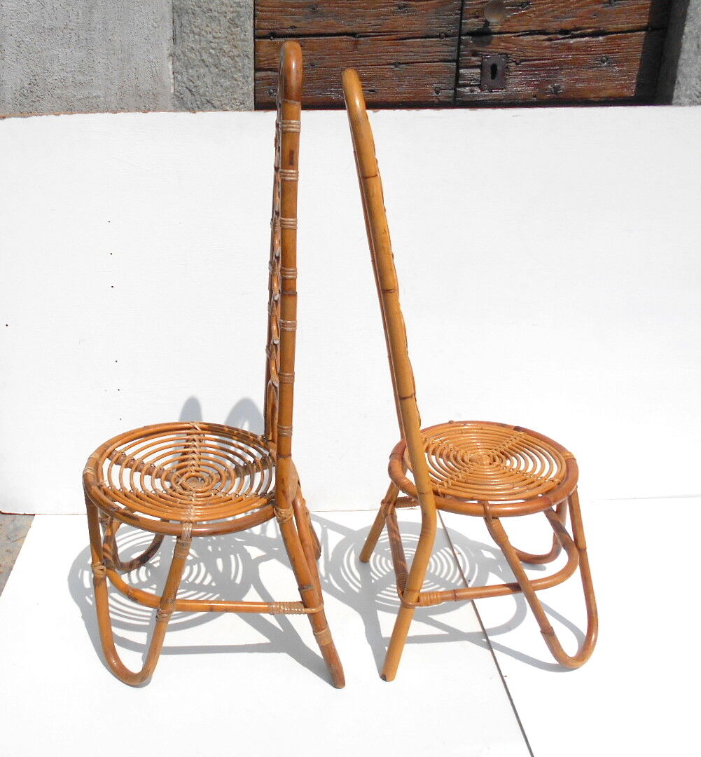 Set of two differents rattan garden chairs by Vittorio Bonacina, 1950s