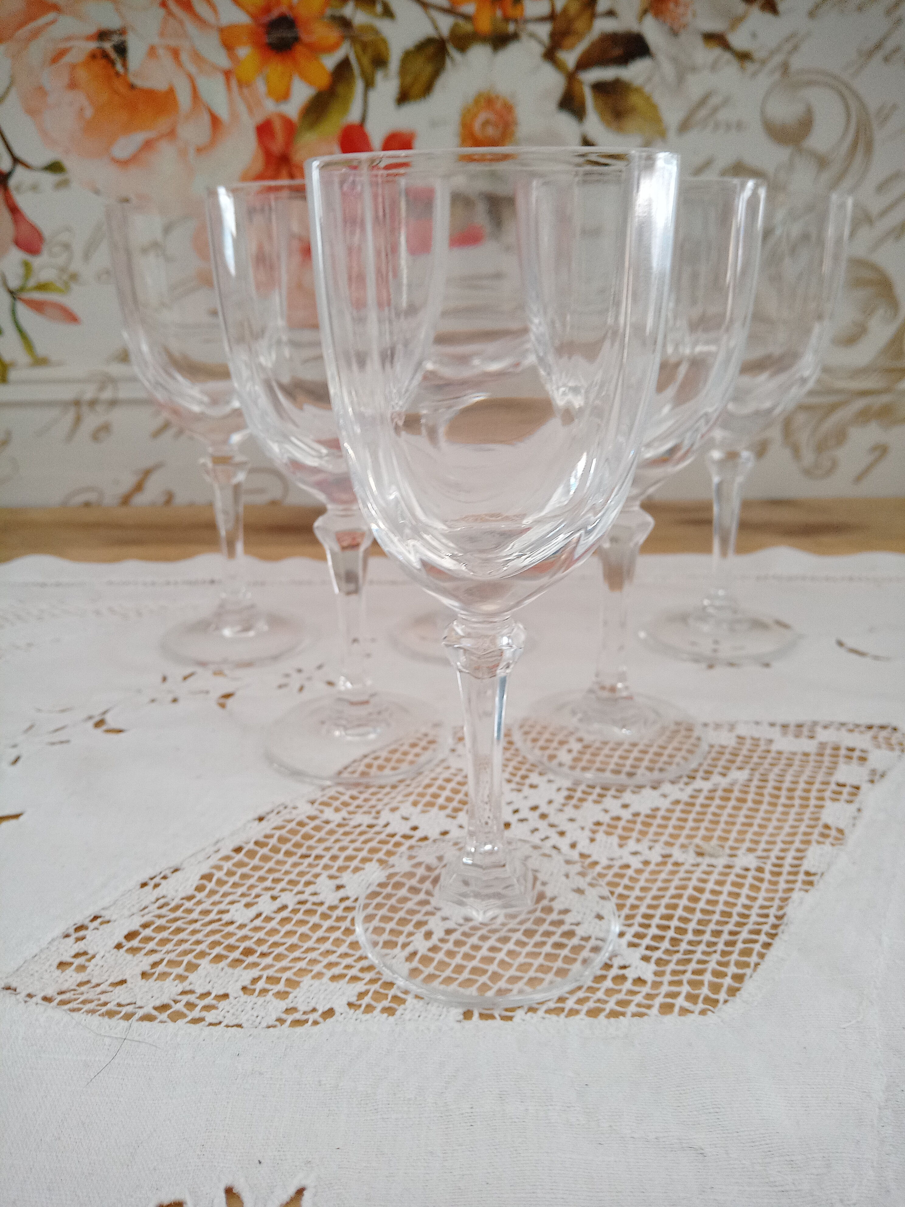 Set of 6 Art Deco style crystal liqueur glasses