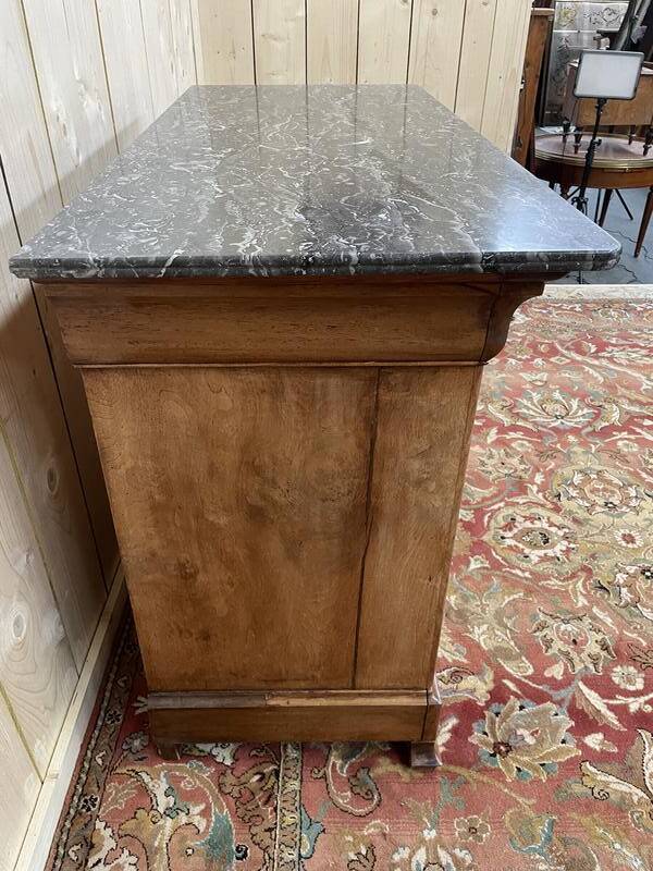 Commode époque Louis Philippe en acajou clair et marbre gris