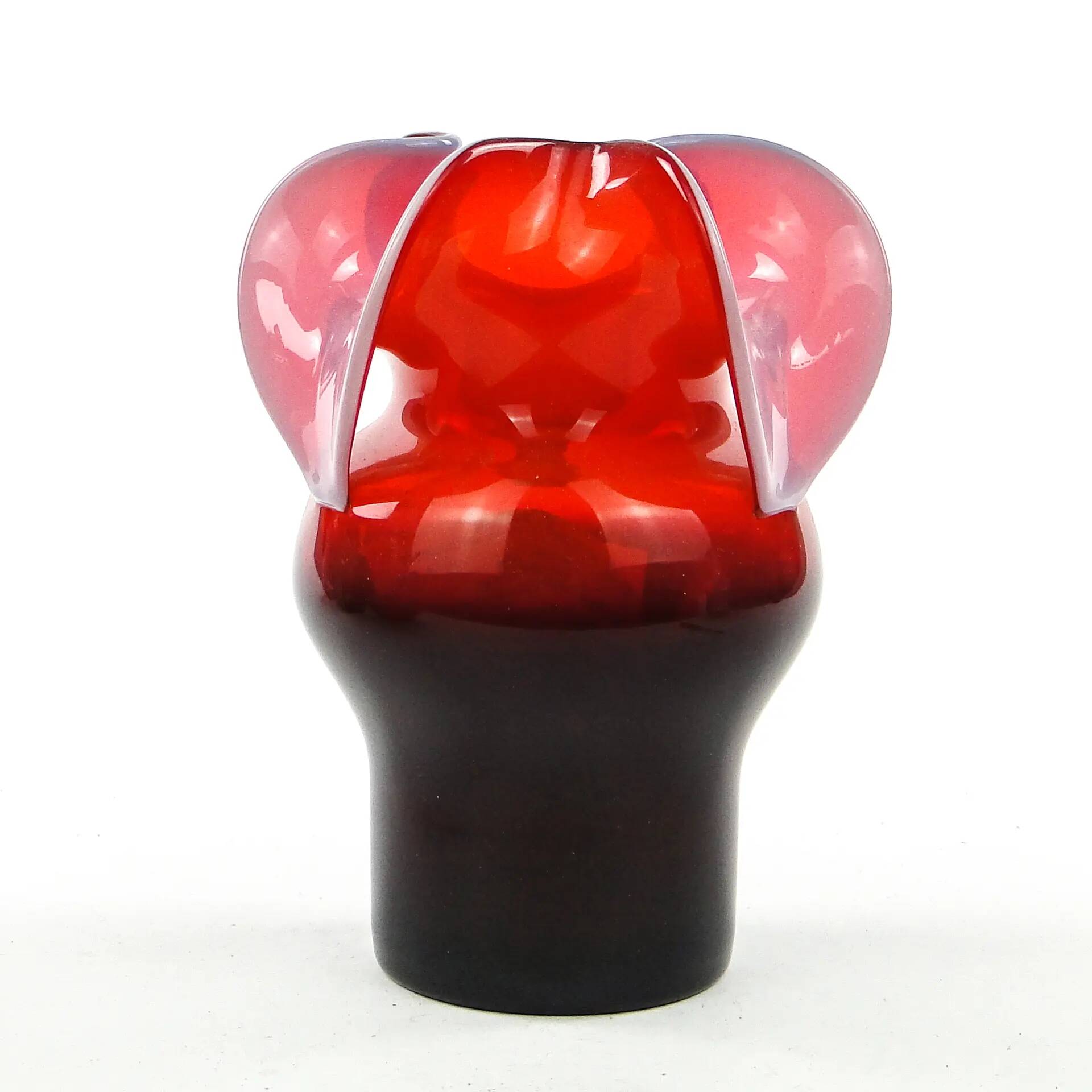 Donkey vase, red glass, designed by C. Zuber, Poland, 1970s