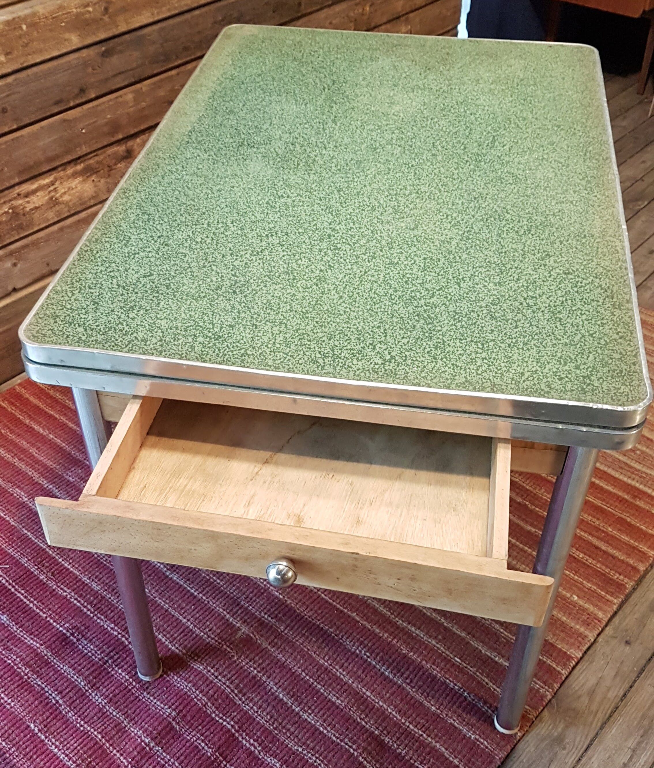 50s wooden kitchen table zinc formica
