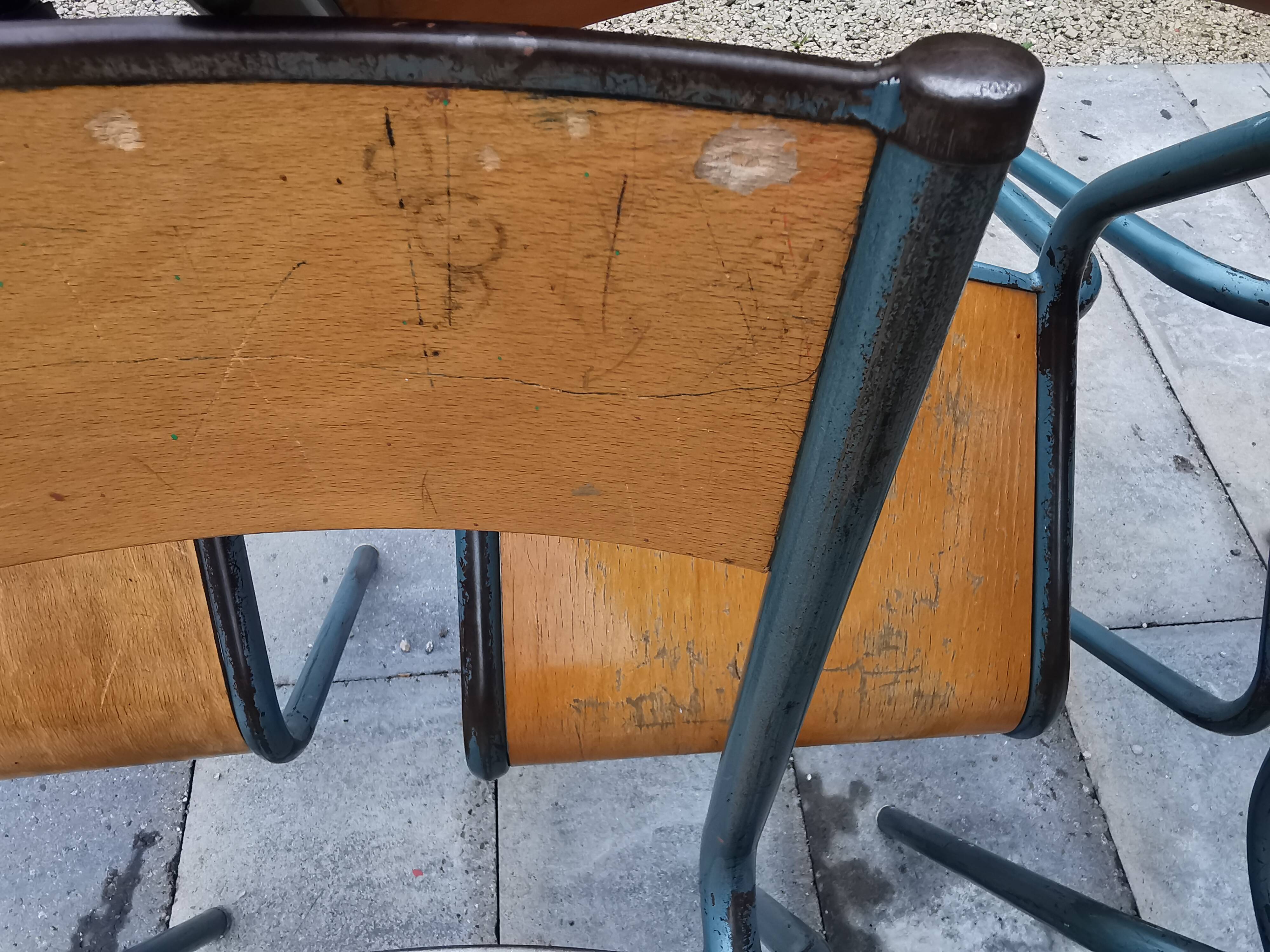 Lot five vintage school chairs