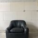 Italian black leather lounge chair