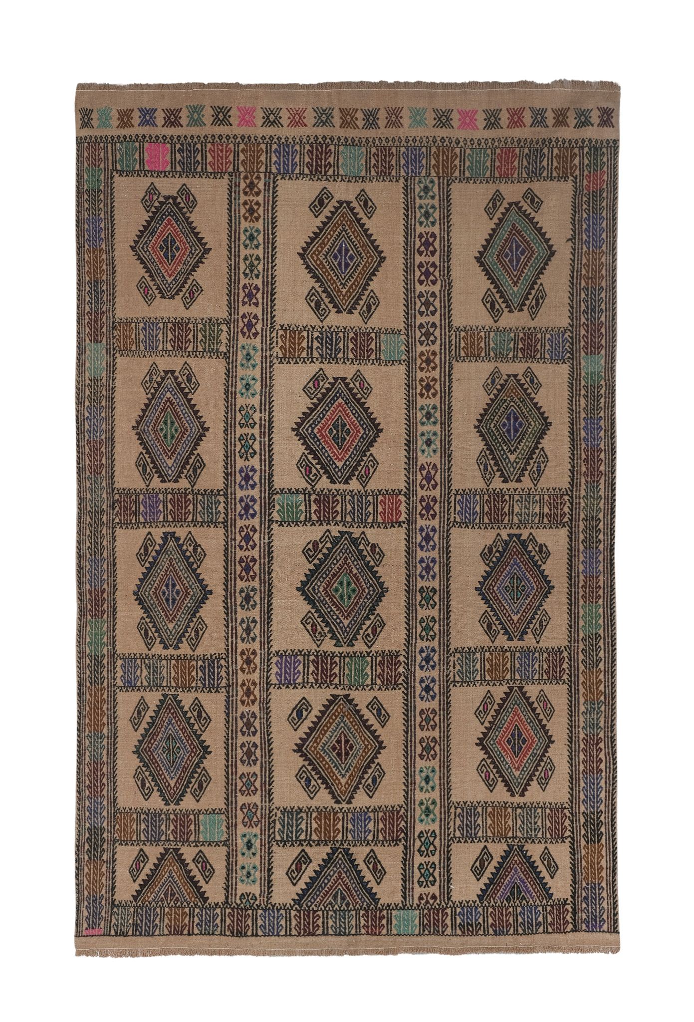 Tapis vintage turc de oushak tissé à la main 151x221 cm