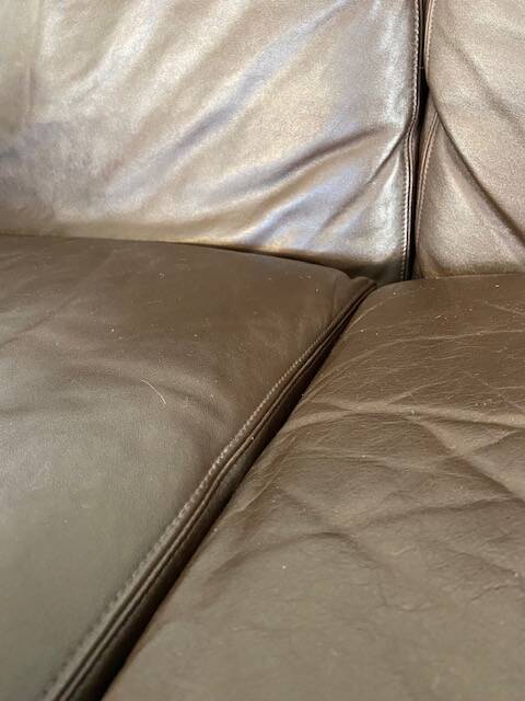 Vintage danish mid-century 3 person brown leather sofa by georg thams 1960s