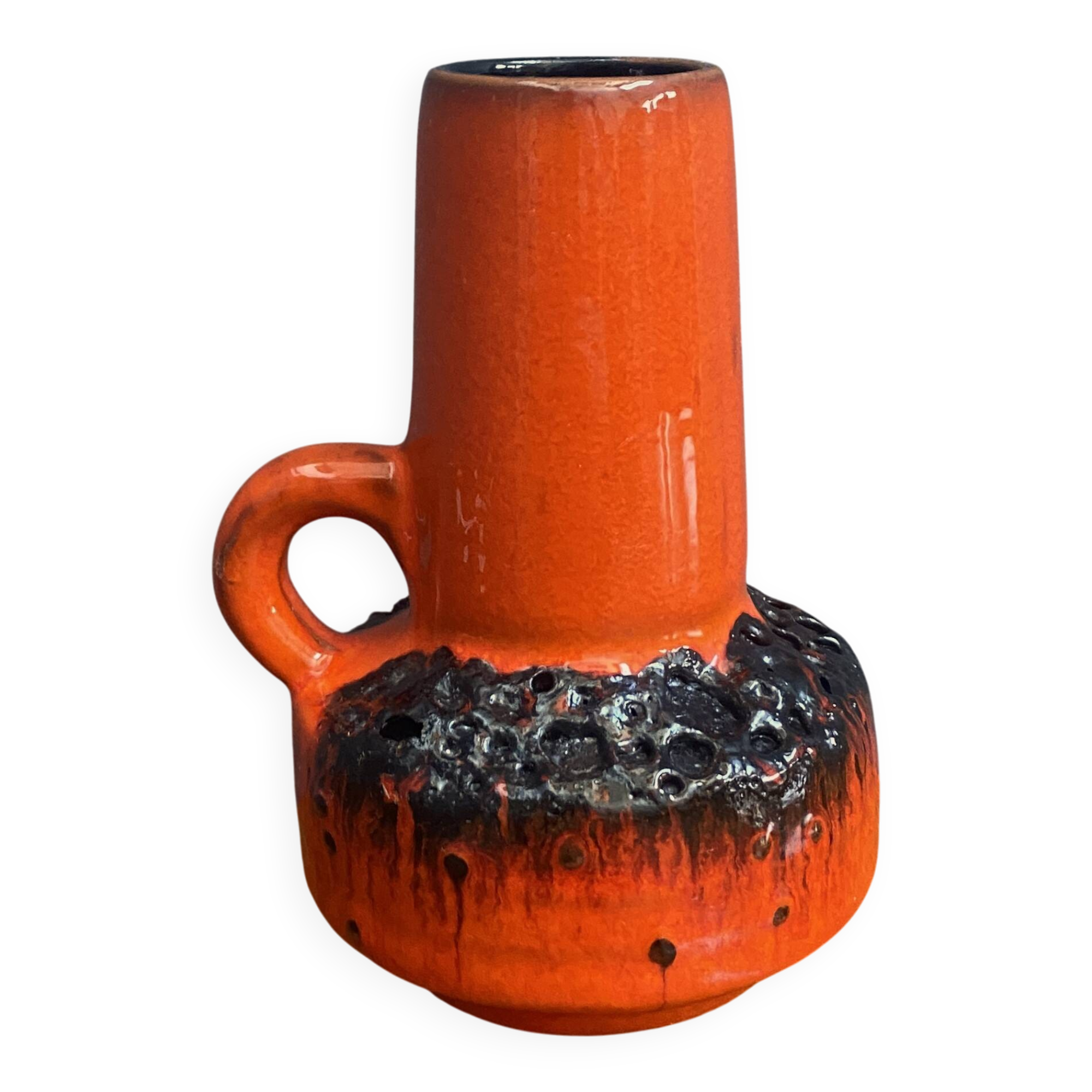 Orange Fat Lava vase by C.J Kreutz model 219 1960s West Germany Pottery