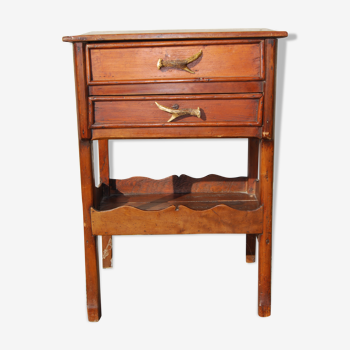 Dessert table with drawers, mountain furniture hunting spirit late 19th century.